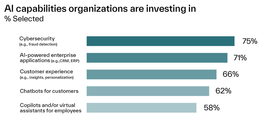 Waar investeren organisaties in op het gebied van AI?